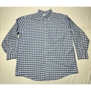 L.L. Bean Men's Traditional Fit Blue Plaid Button Up‎ Shirt - Size XL (16.5-32)*